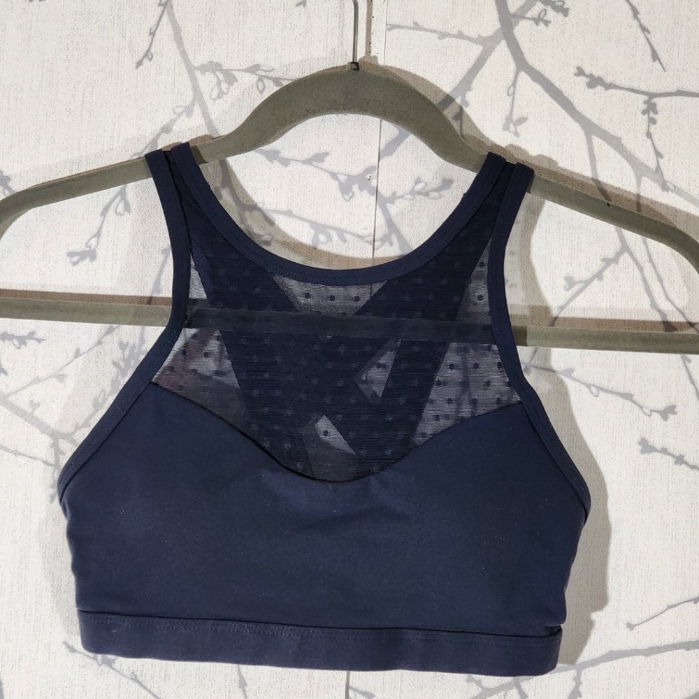 Lorna Jane Navy Mesh Illusion Neckline Bra
